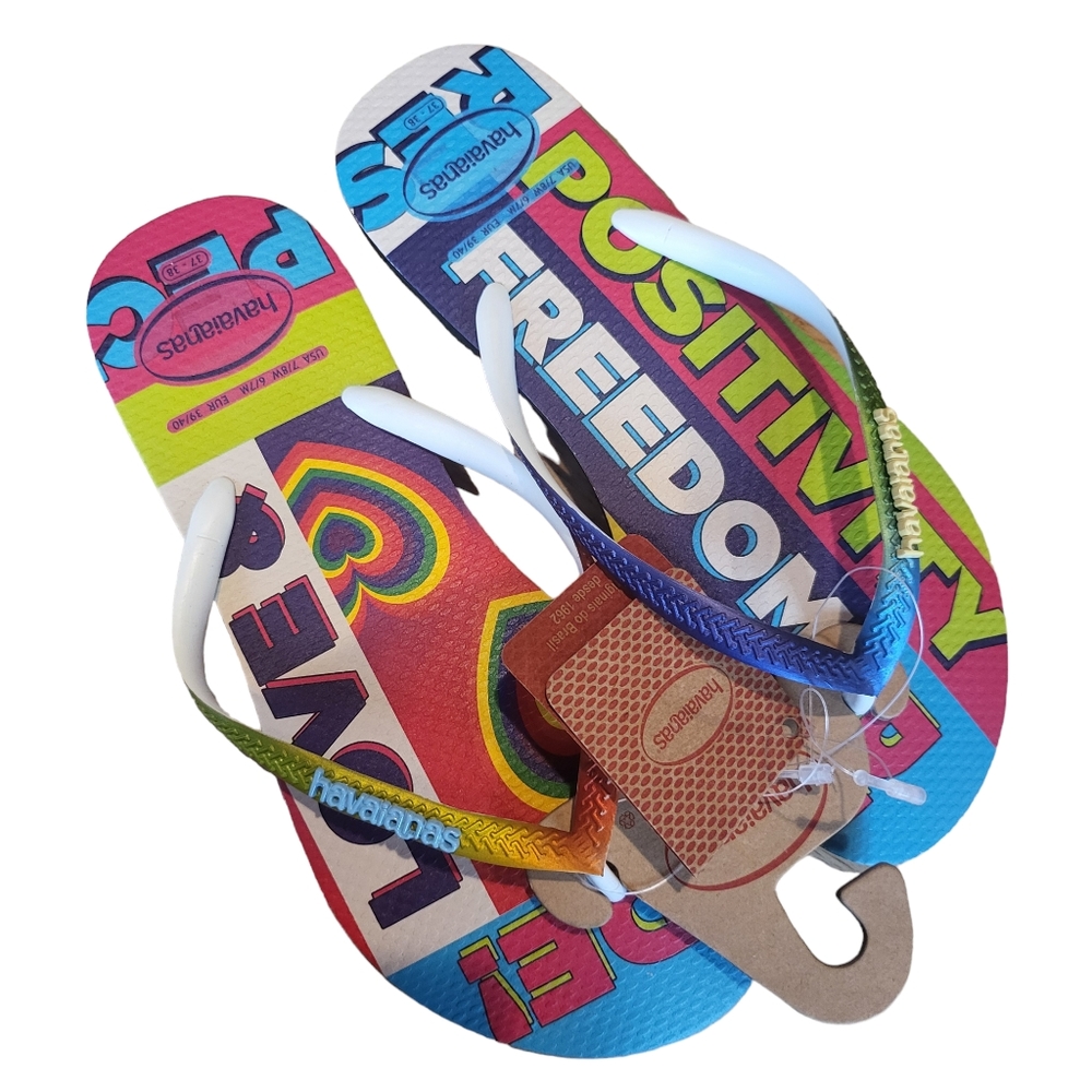Havaianas Slim Pride Rainbow Flip Flop Sandal 7/8 & 9/10 - Picture 5 of 5